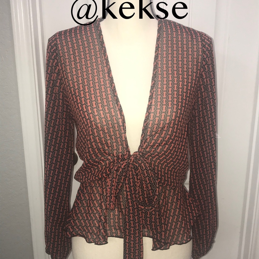 Tie Front Sheer Blouse